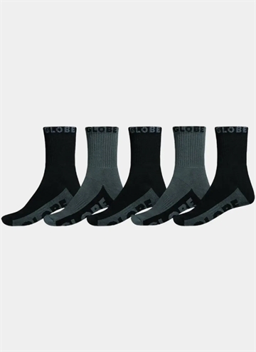 Globe Black/Grey Crew 5 Pack Strømpe