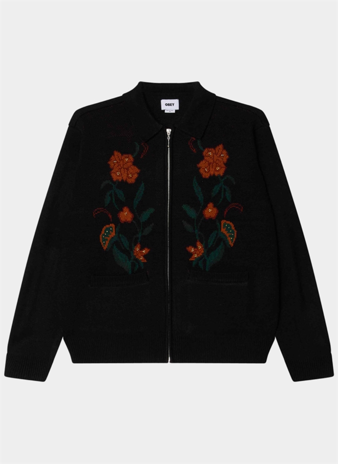 Obey Floral Zip Cardigan